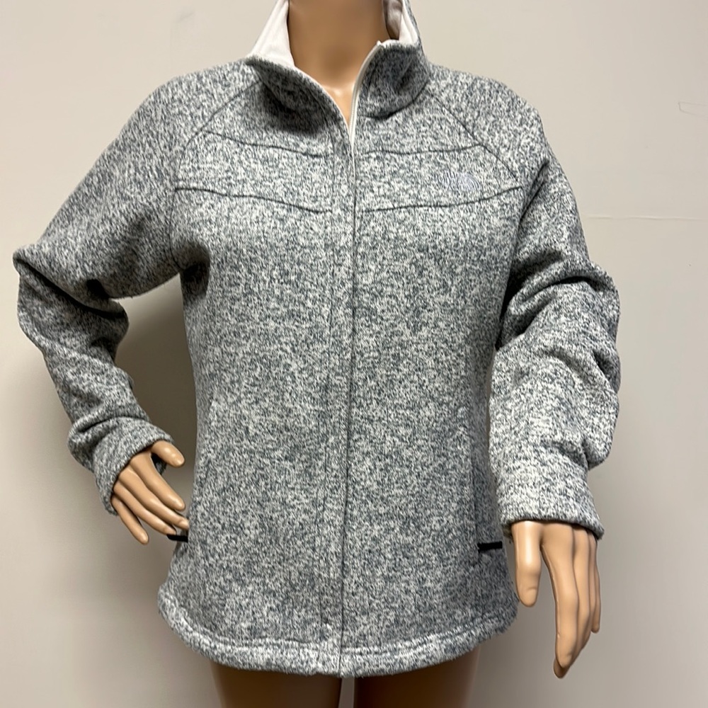 The North Face Heathered Gray Sweater Weave Jacket size M